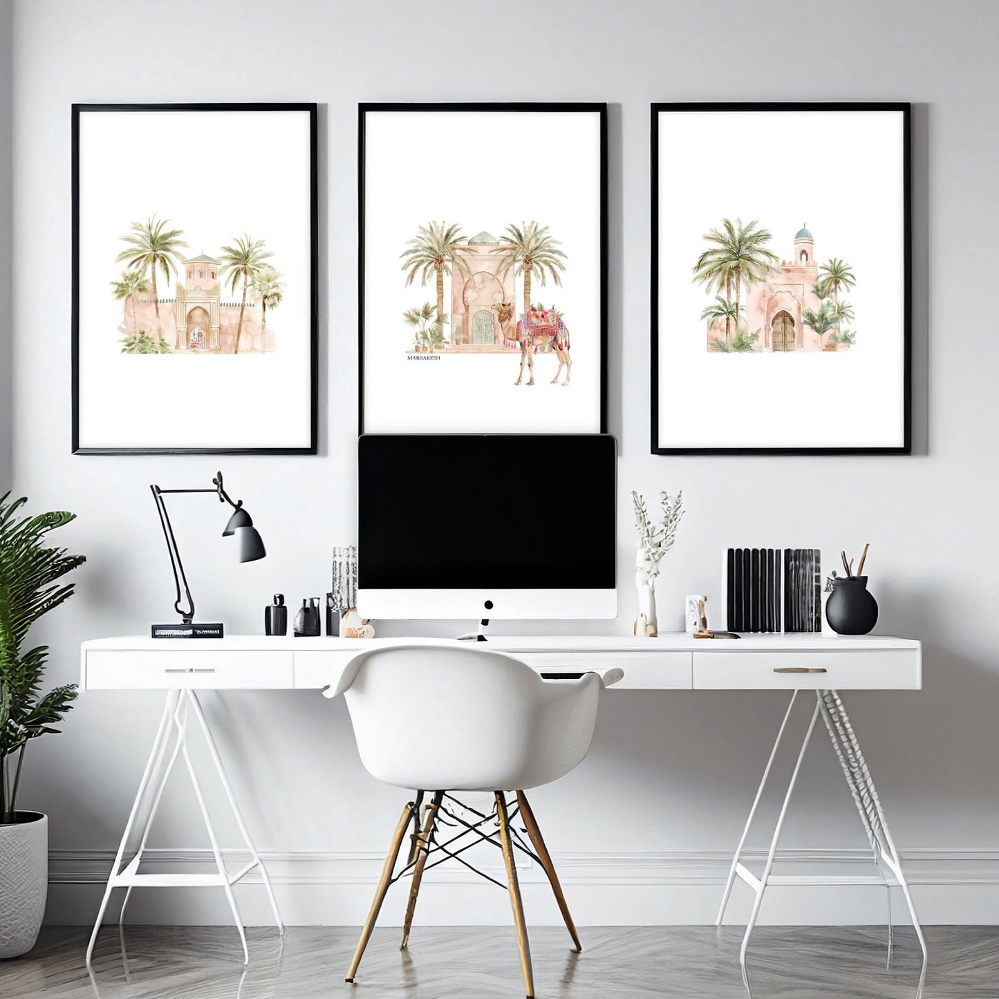 Modern Art Wall Decoration | Set of 3 Moroccan Inspired Wall art Prints