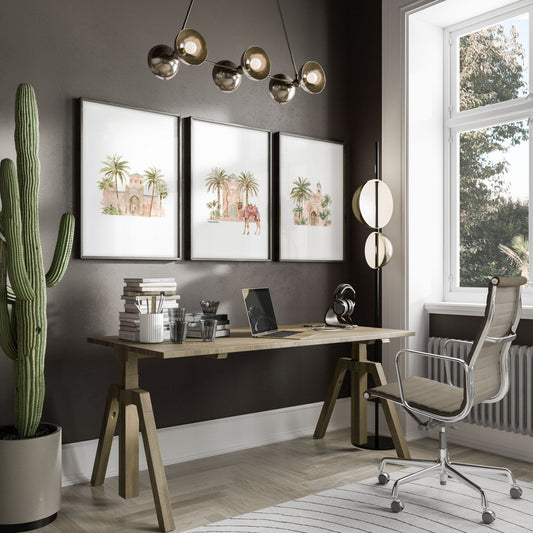 Modern Art Wall Decoration | Set of 3 Moroccan Inspired Wall art Prints