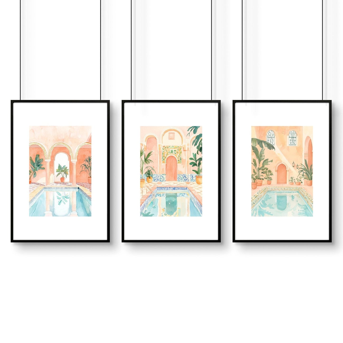 Modern Artwork Paintings | Set of 3 Beach Decor Wall art Prints