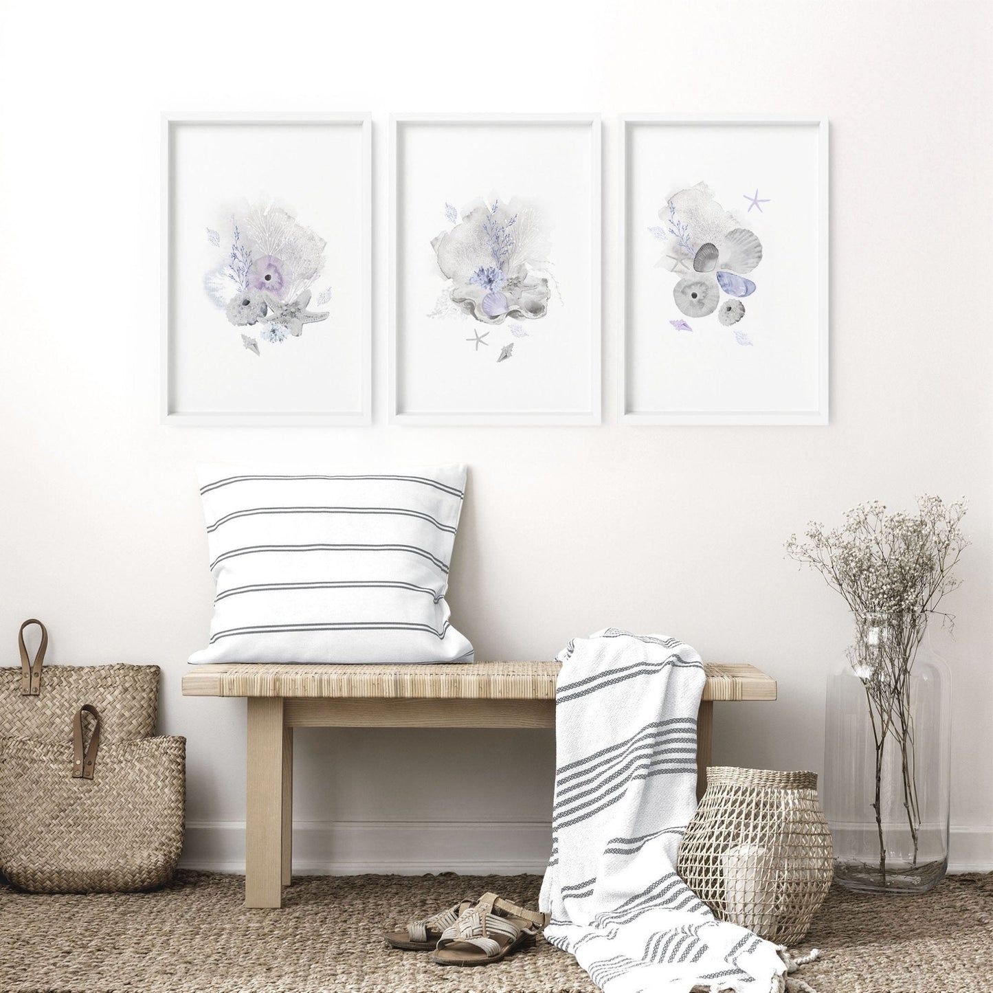 Modern beach house decor | Set of 3 wall art prints