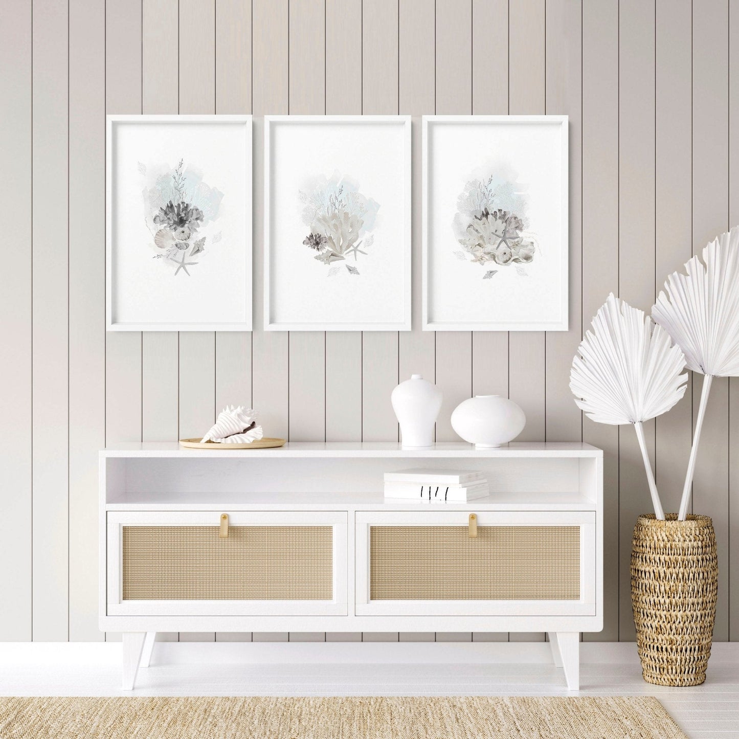 Modern beach house decor | Set of 3 wall art prints