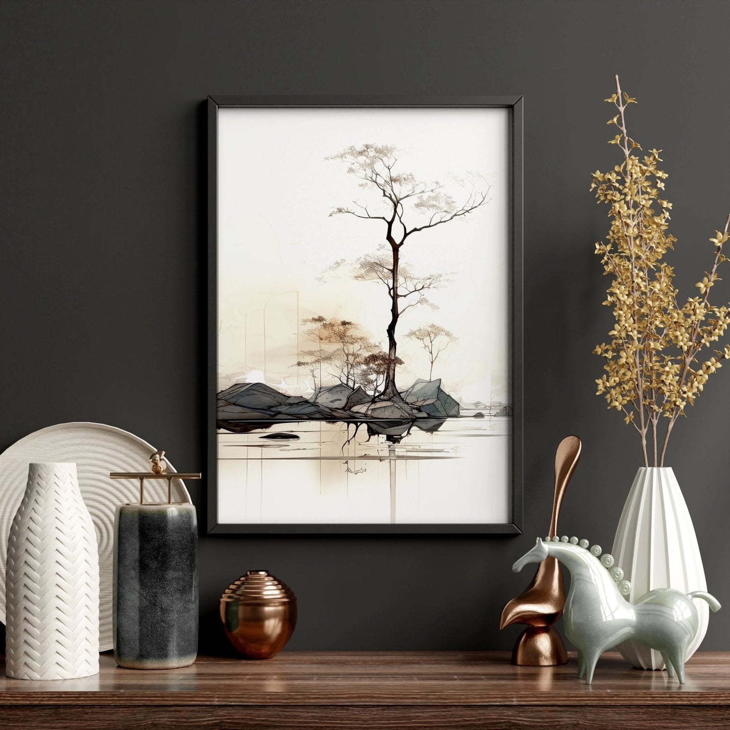 Modern Canvas Wall Art | Set of 3 Asian Inspired Wall art Prints