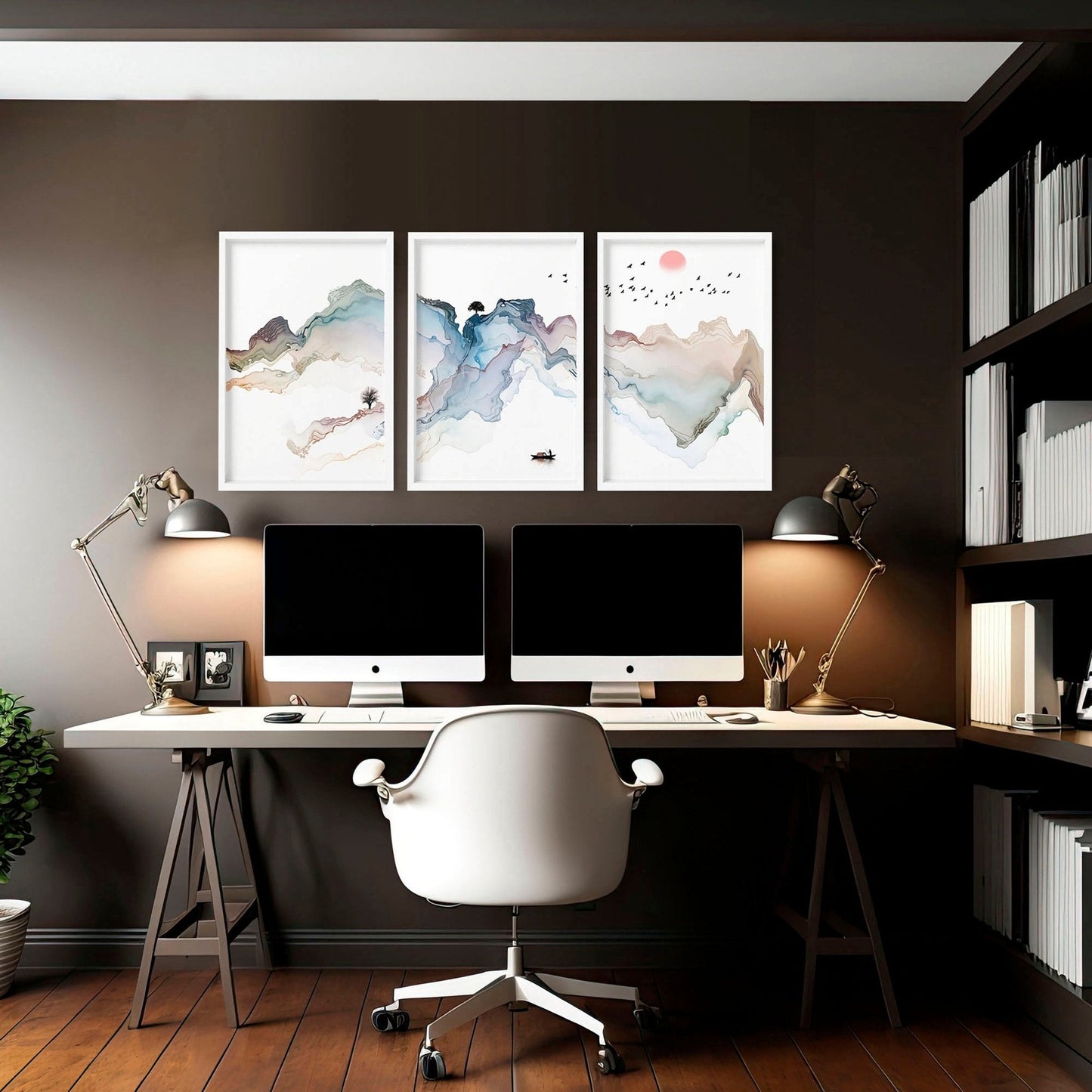 Modern home office ideas | set of 3 wall art prints