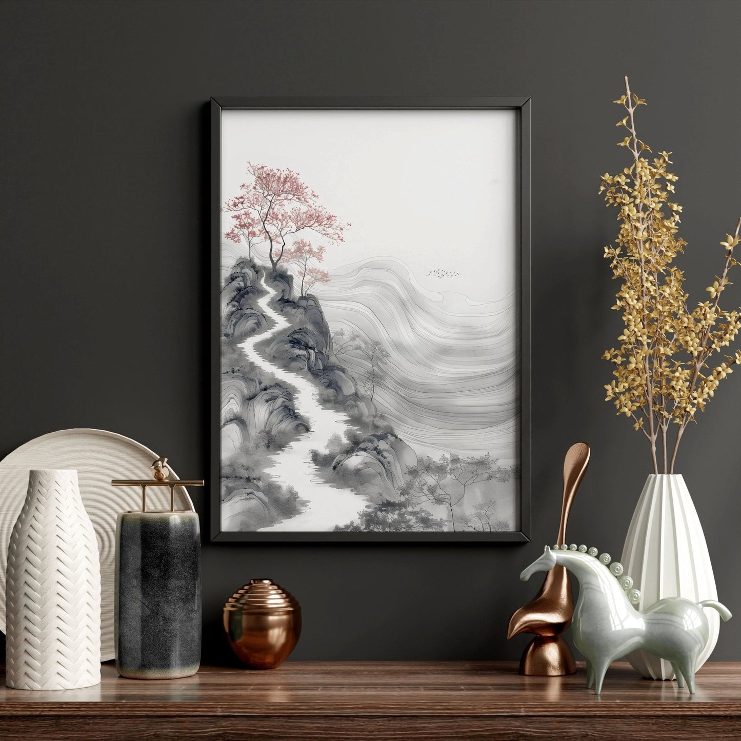 Modern Living Room Art | Set of 3 Asian Inspired Wall art Prints