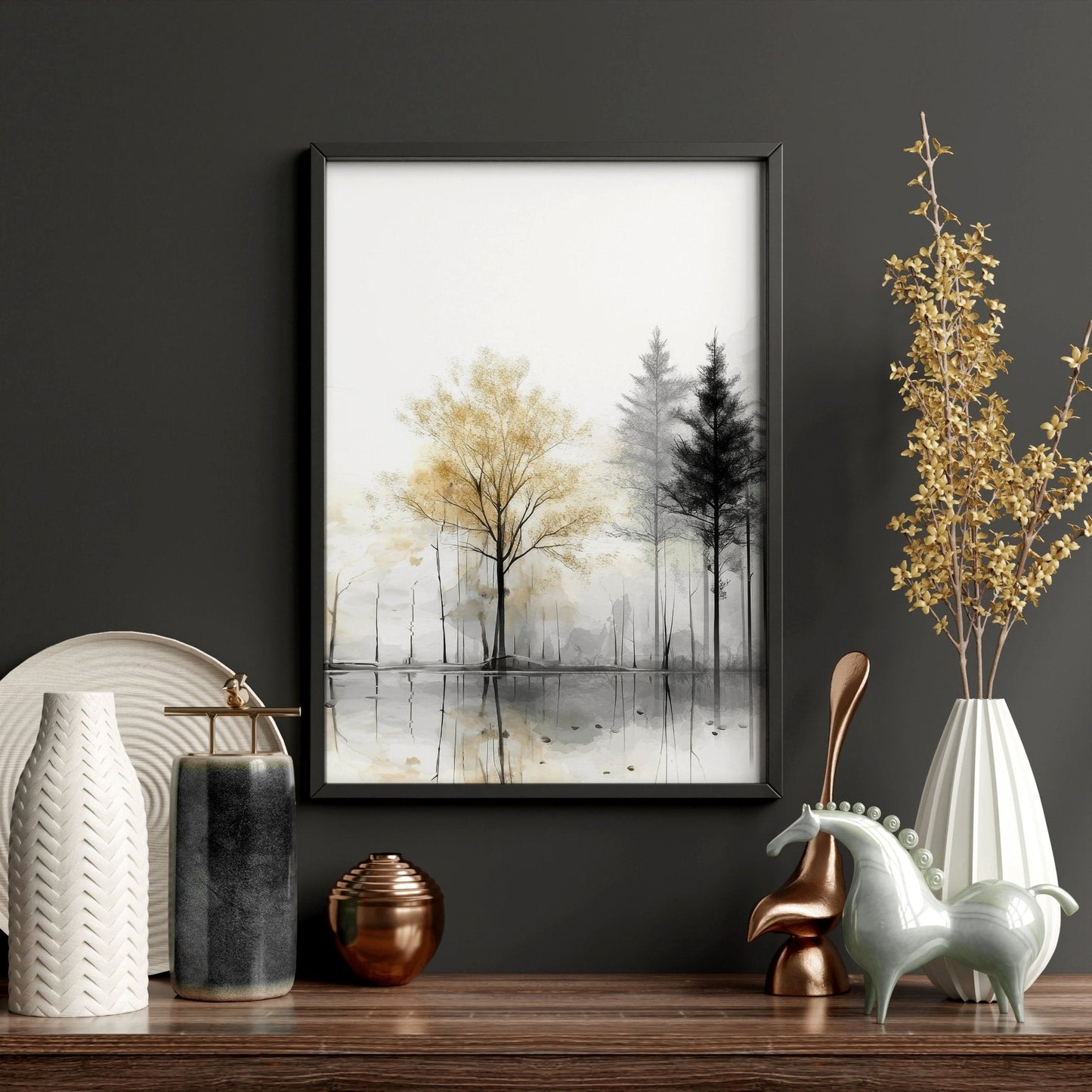 Modern Living Room Wall Art | Set of 3 Asian Inspired Wall art Prints