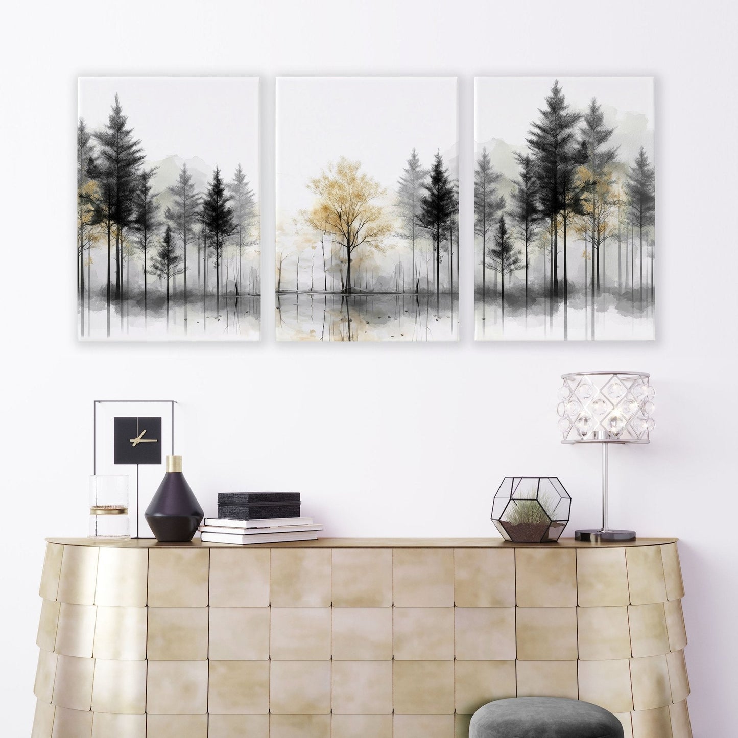 Modern Living Room Wall Art | Set of 3 Asian Inspired Wall art Prints