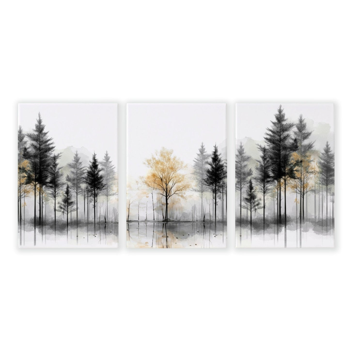 Modern Living Room Wall Art | Set of 3 Asian Inspired Wall art Prints