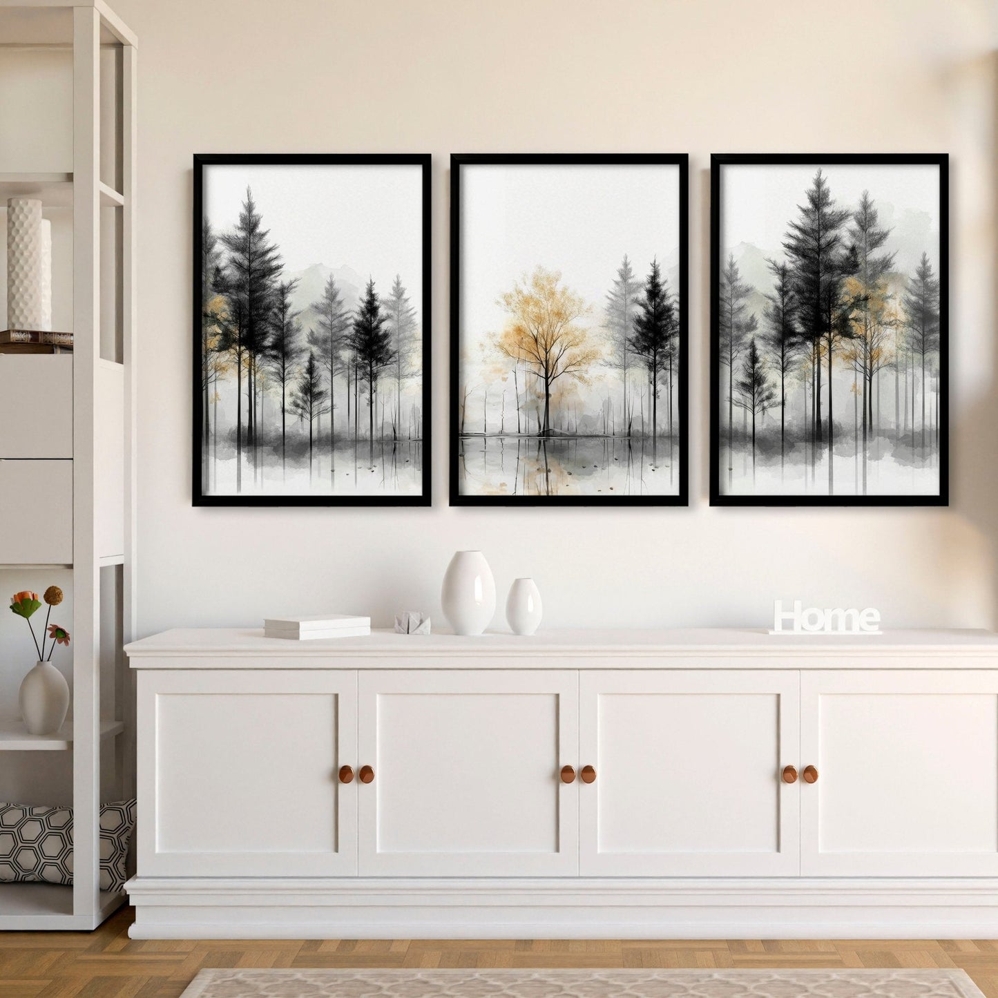 Modern Living Room Wall Art | Set of 3 Asian Inspired Wall art Prints