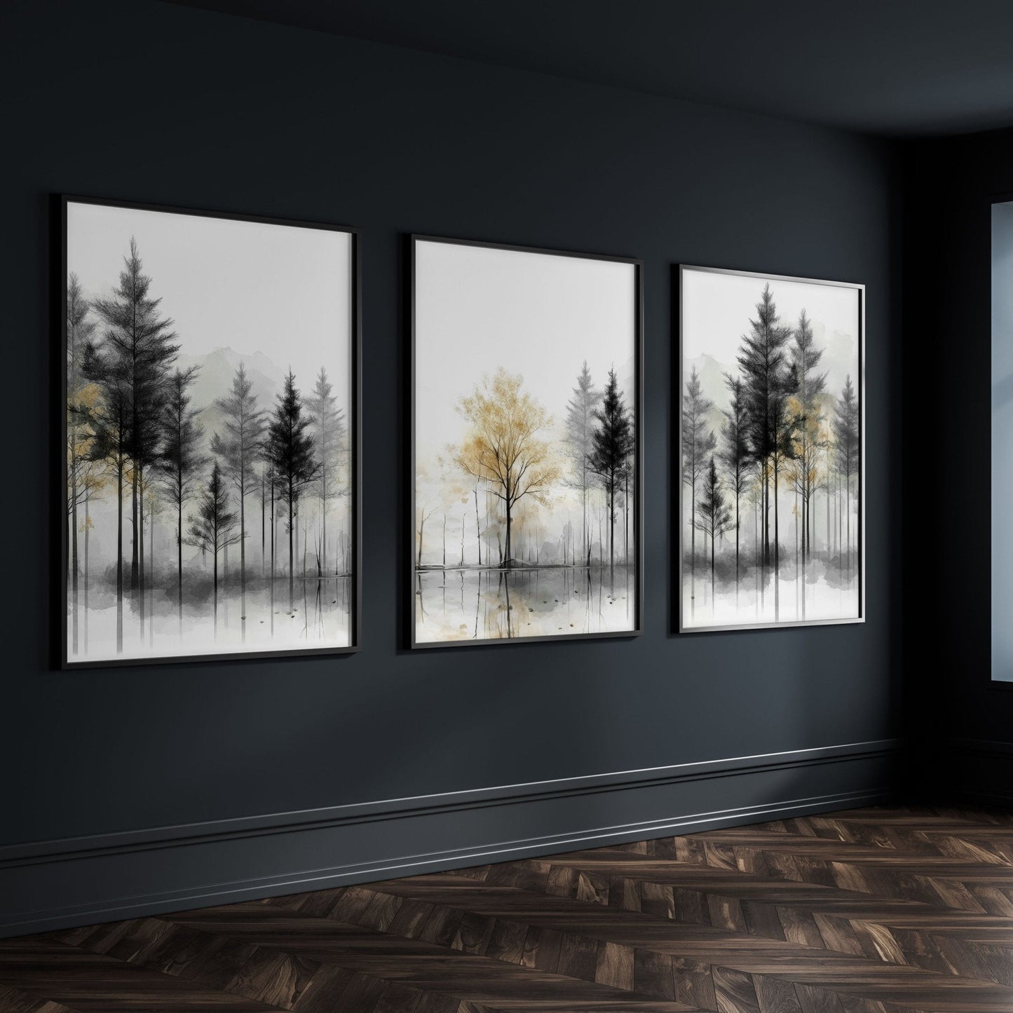 Modern Living Room Wall Art | Set of 3 Asian Inspired Wall art Prints