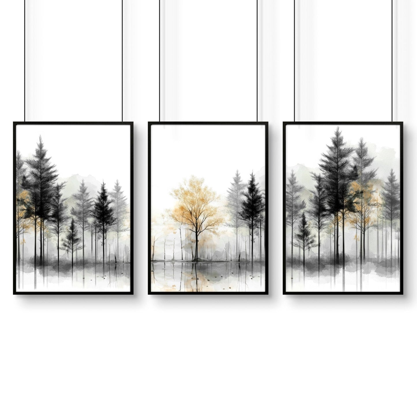 Modern Living Room Wall Art | Set of 3 Asian Inspired Wall art Prints