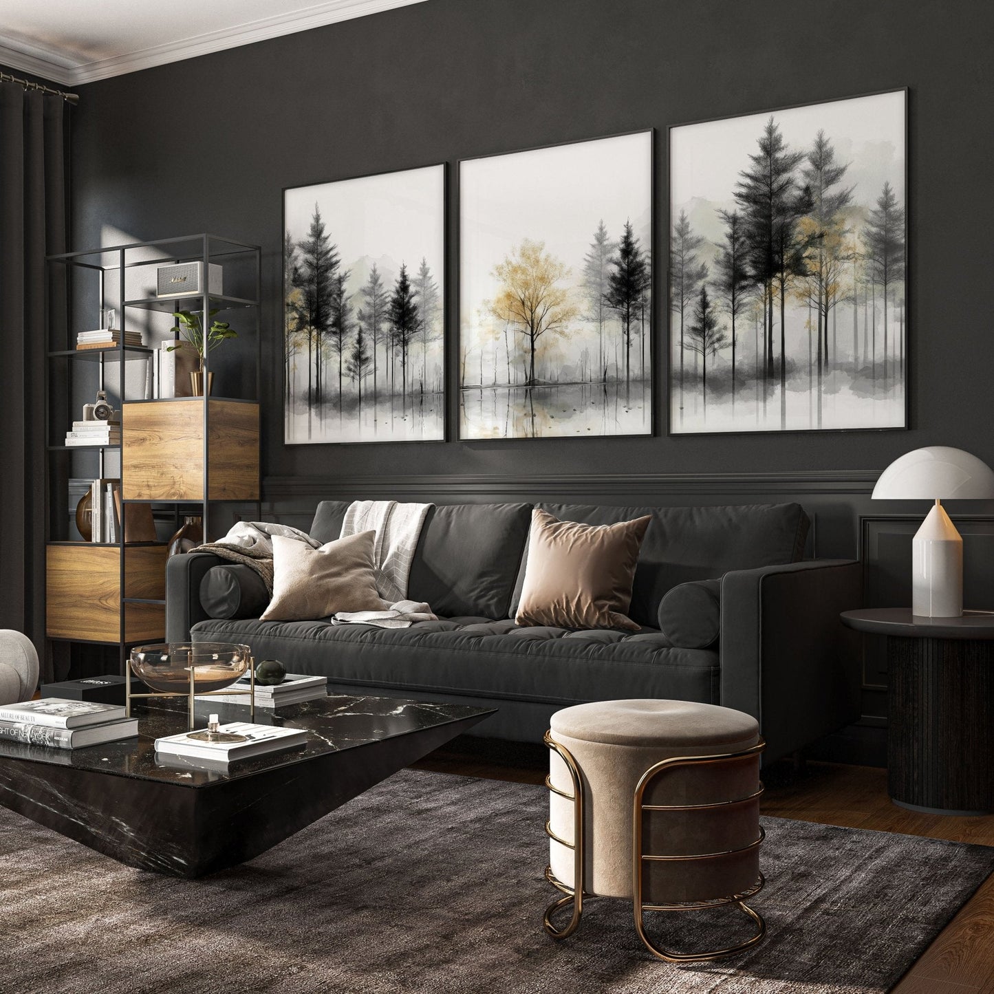 Modern Living Room Wall Art | Set of 3 Asian Inspired Wall art Prints