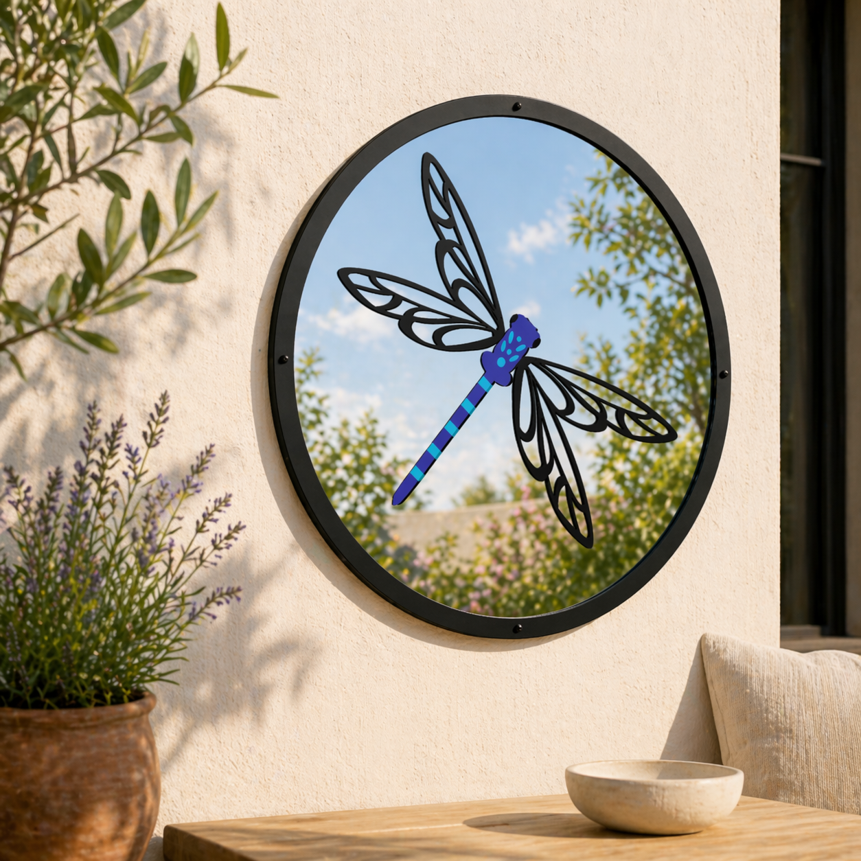 SunCatcher Garden Mirror Round Dragonfly Range of Sizes