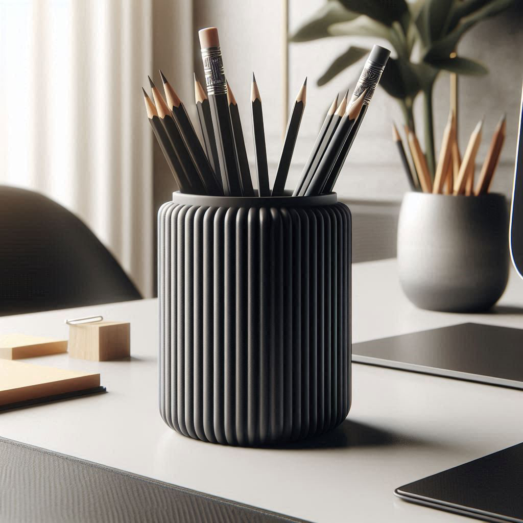 Modern Ribbed Pencil Holder | Multi-Purpose 3D Printed Organizer