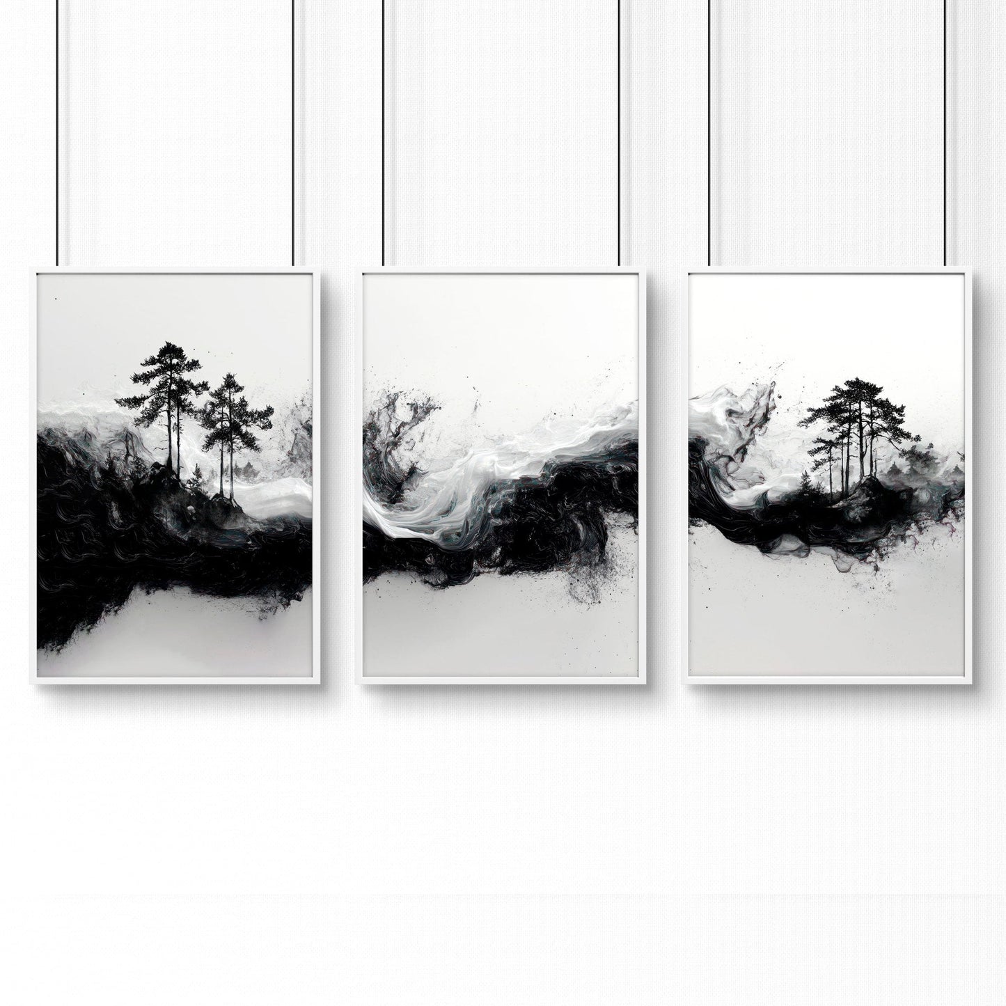 Modern Wall Art For Living Room | Set of 3 Asian Inspired Wall art Prints
