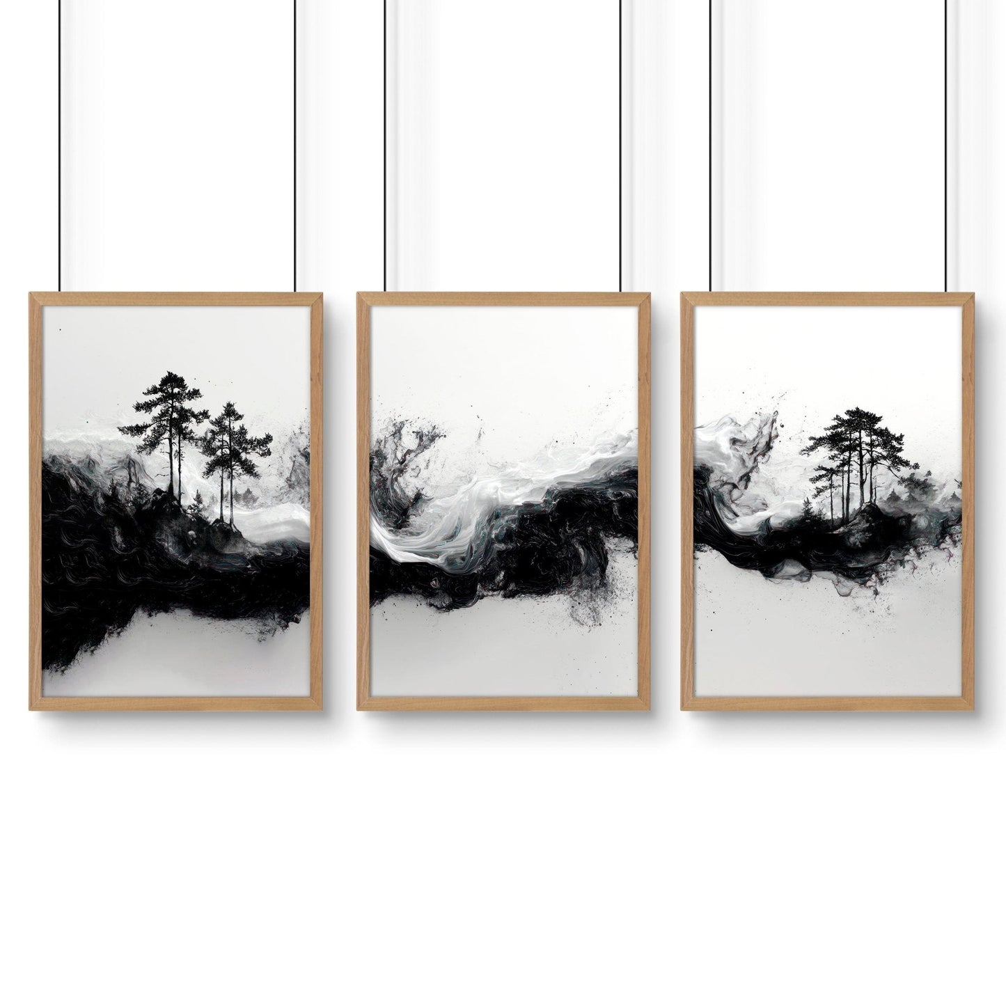 Modern Wall Art For Living Room | Set of 3 Asian Inspired Wall art Prints