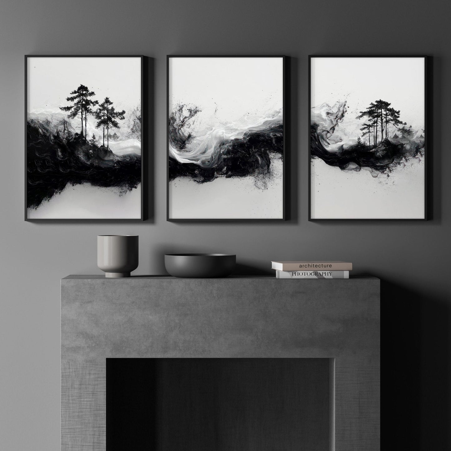 Modern Wall Art For Living Room | Set of 3 Asian Inspired Wall art Prints
