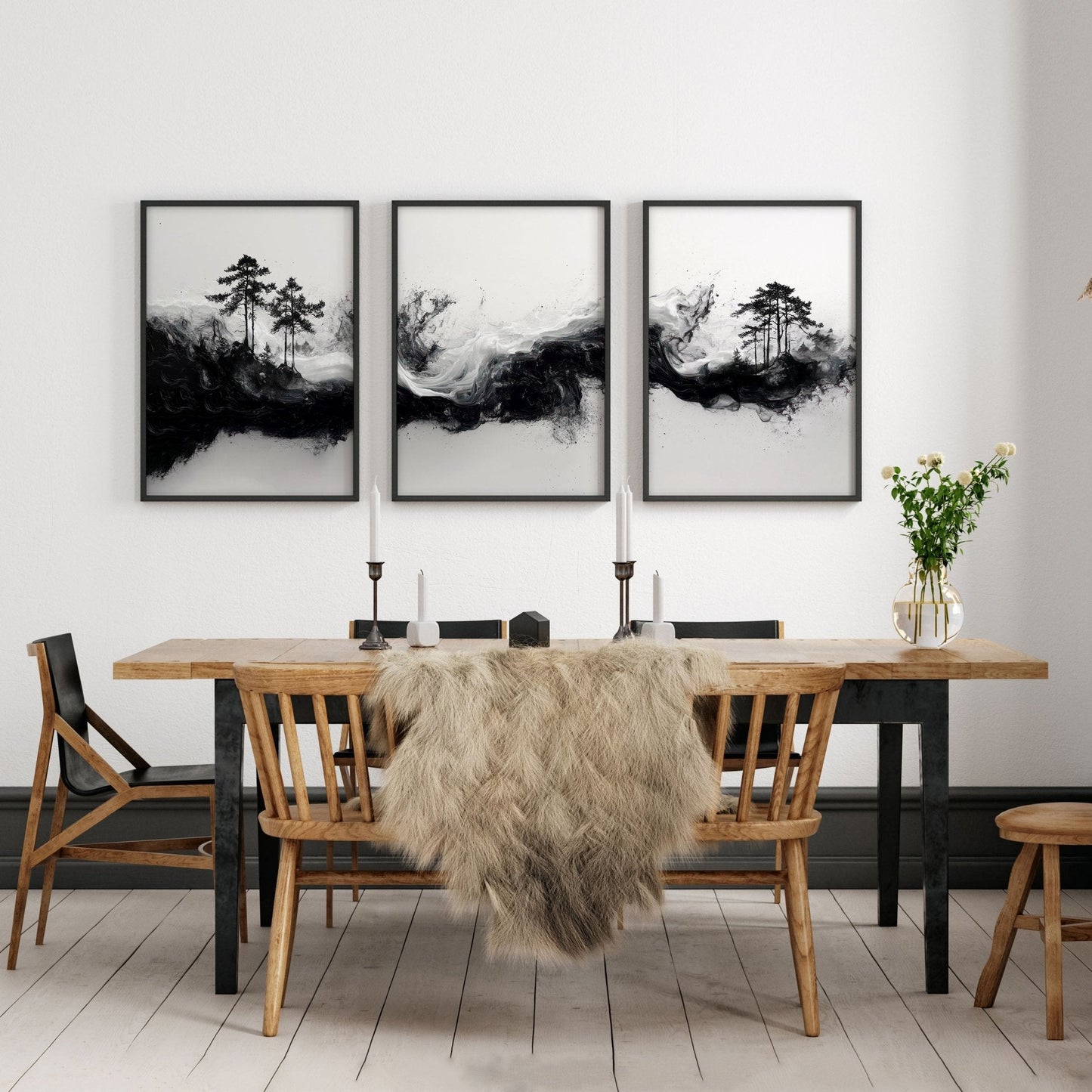 Modern Wall Art For Living Room | Set of 3 Asian Inspired Wall art Prints