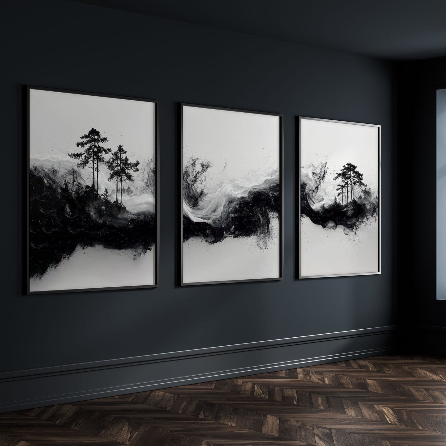 Modern Wall Art For Living Room | Set of 3 Asian Inspired Wall art Prints