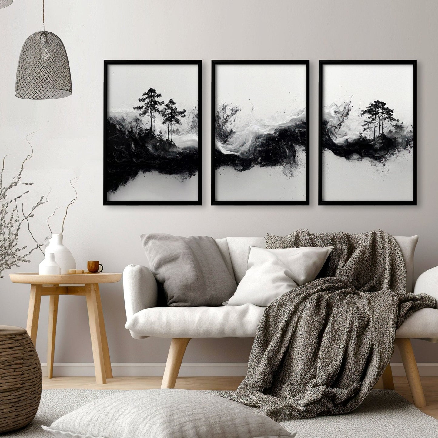 Modern Wall Art For Living Room | Set of 3 Asian Inspired Wall art Prints