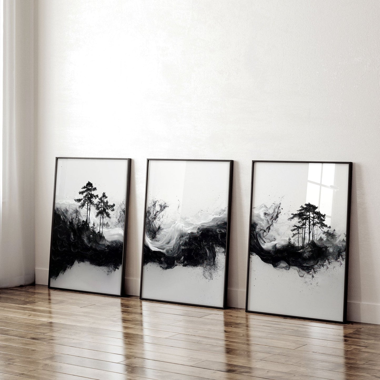 Modern Wall Art For Living Room | Set of 3 Asian Inspired Wall art Prints