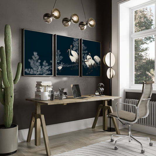 Modern Wall Art Large | Set of 3 Asian Inspired Wall art Prints