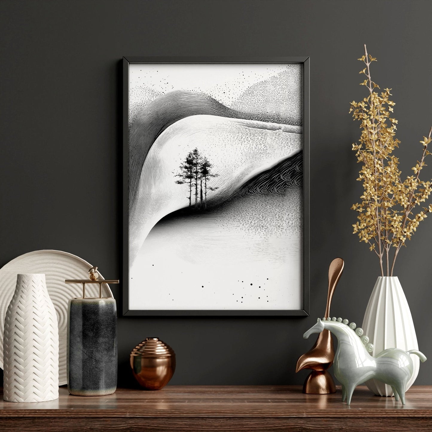 Modern Wall Art Living Room | Set of 3 Asian Inspired Wall art Prints