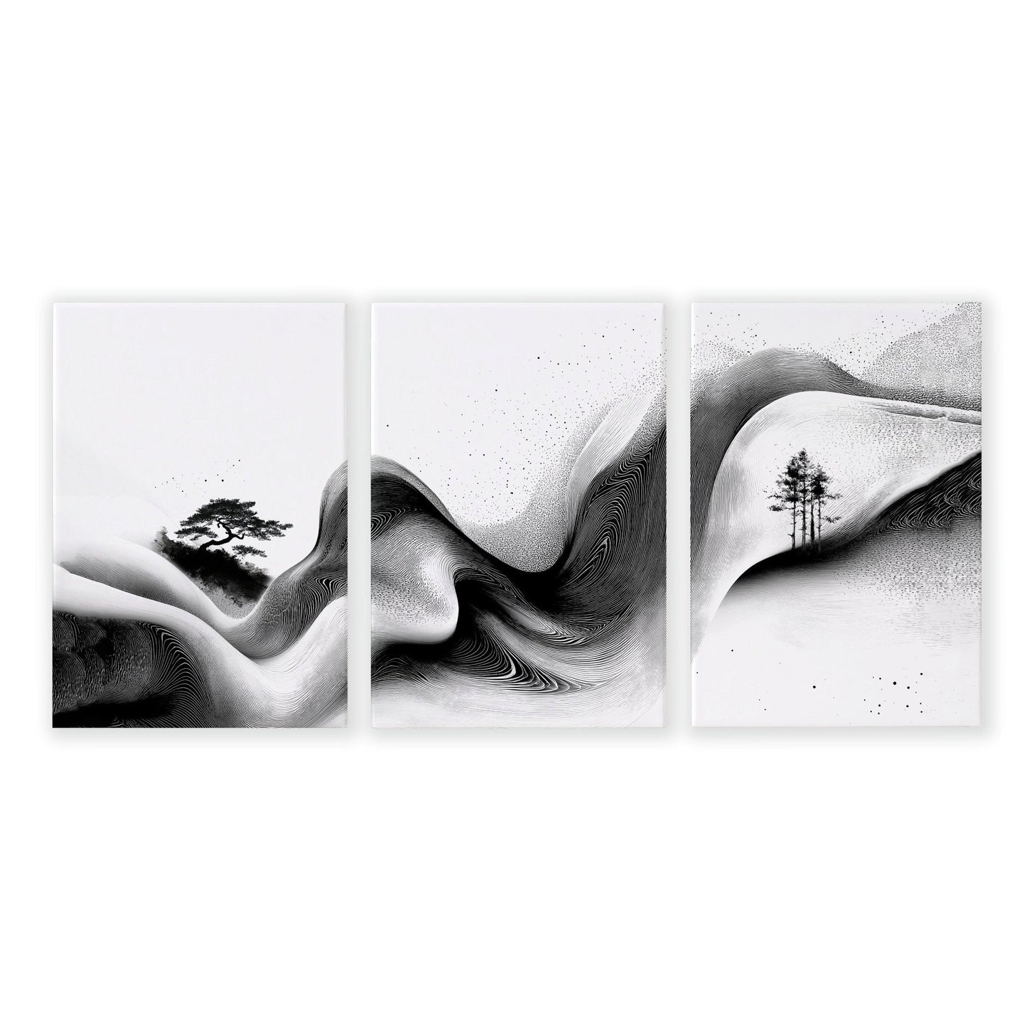 Modern Wall Art Living Room | Set of 3 Asian Inspired Wall art Prints