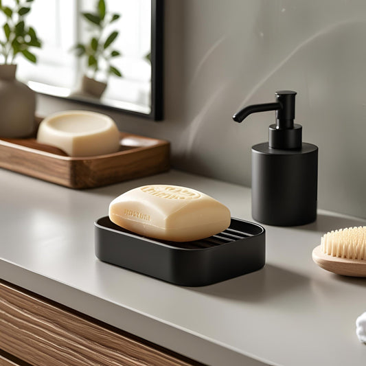 Modern Soap Dish with Drainage Ribs - Sleek & Hygienic Bar Soap Holder