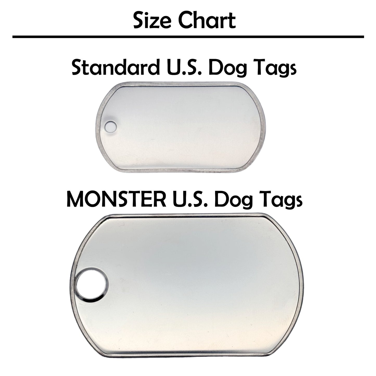 MONSTER Size Blank Dog Tag Necklace Set