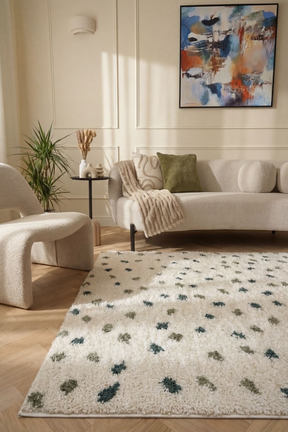Moodi Shaggy Green Drizzle Rug