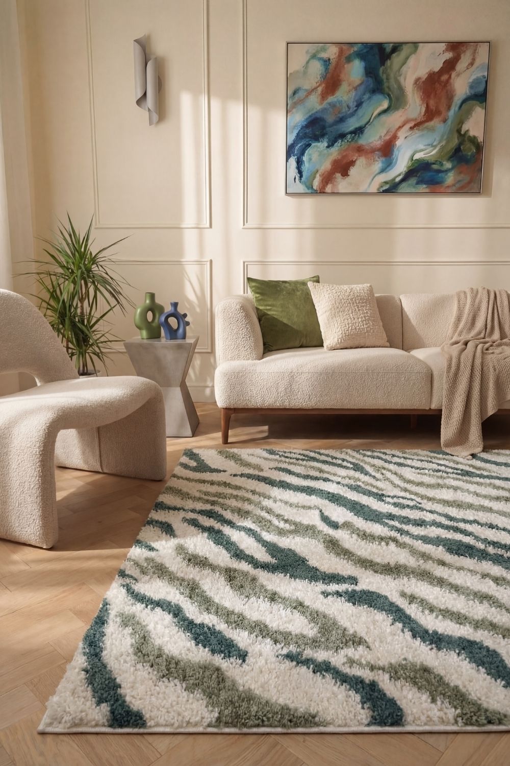 Moodi Shaggy Green Nyra Rug