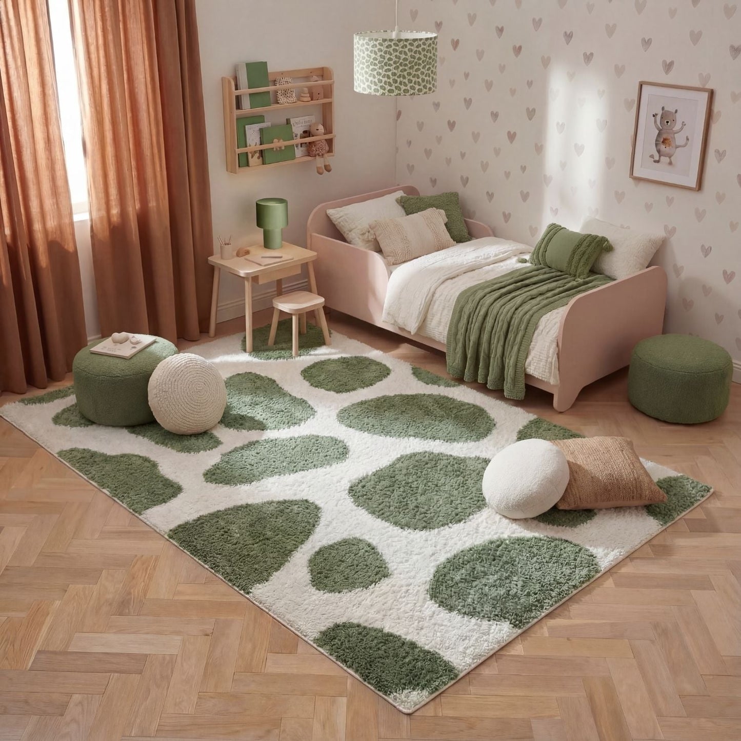 Moodi Shaggy Green Erosan Rug