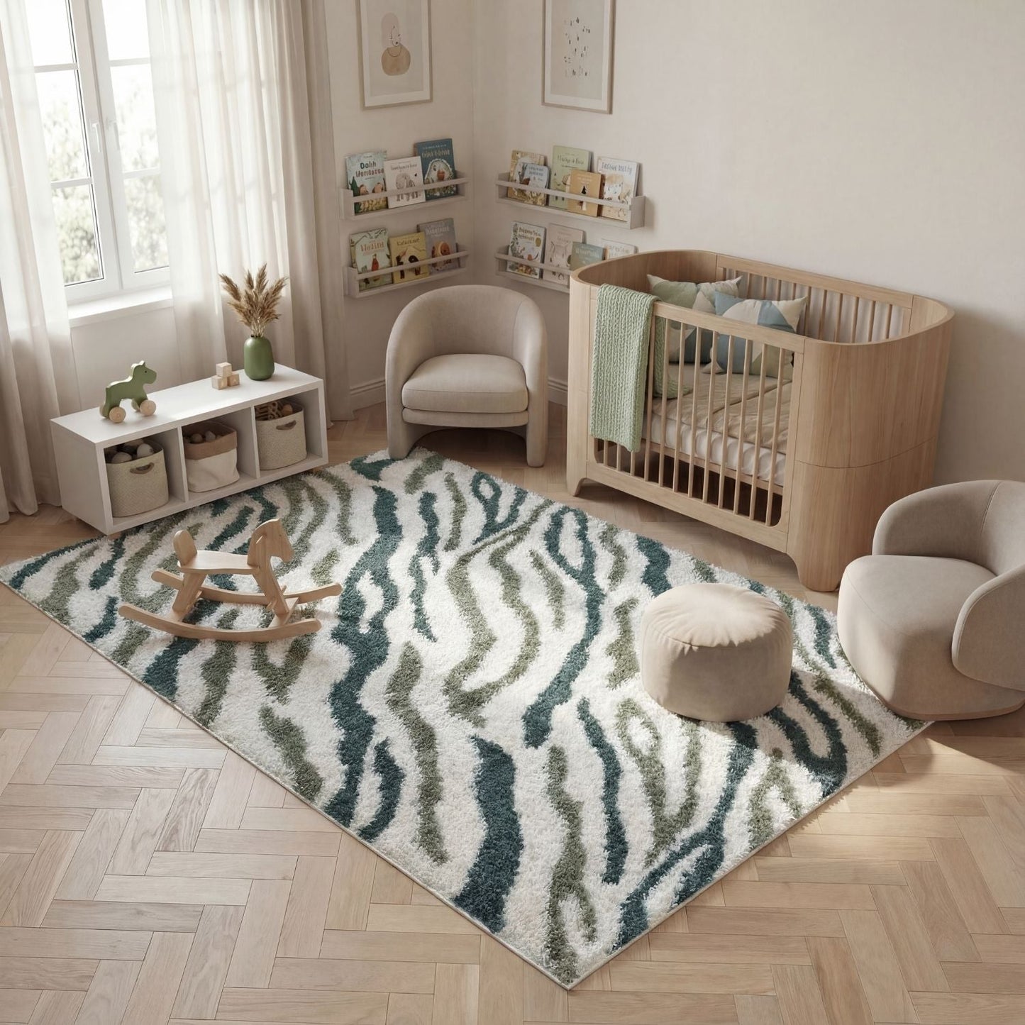 Moodi Shaggy Green Nyra Rug