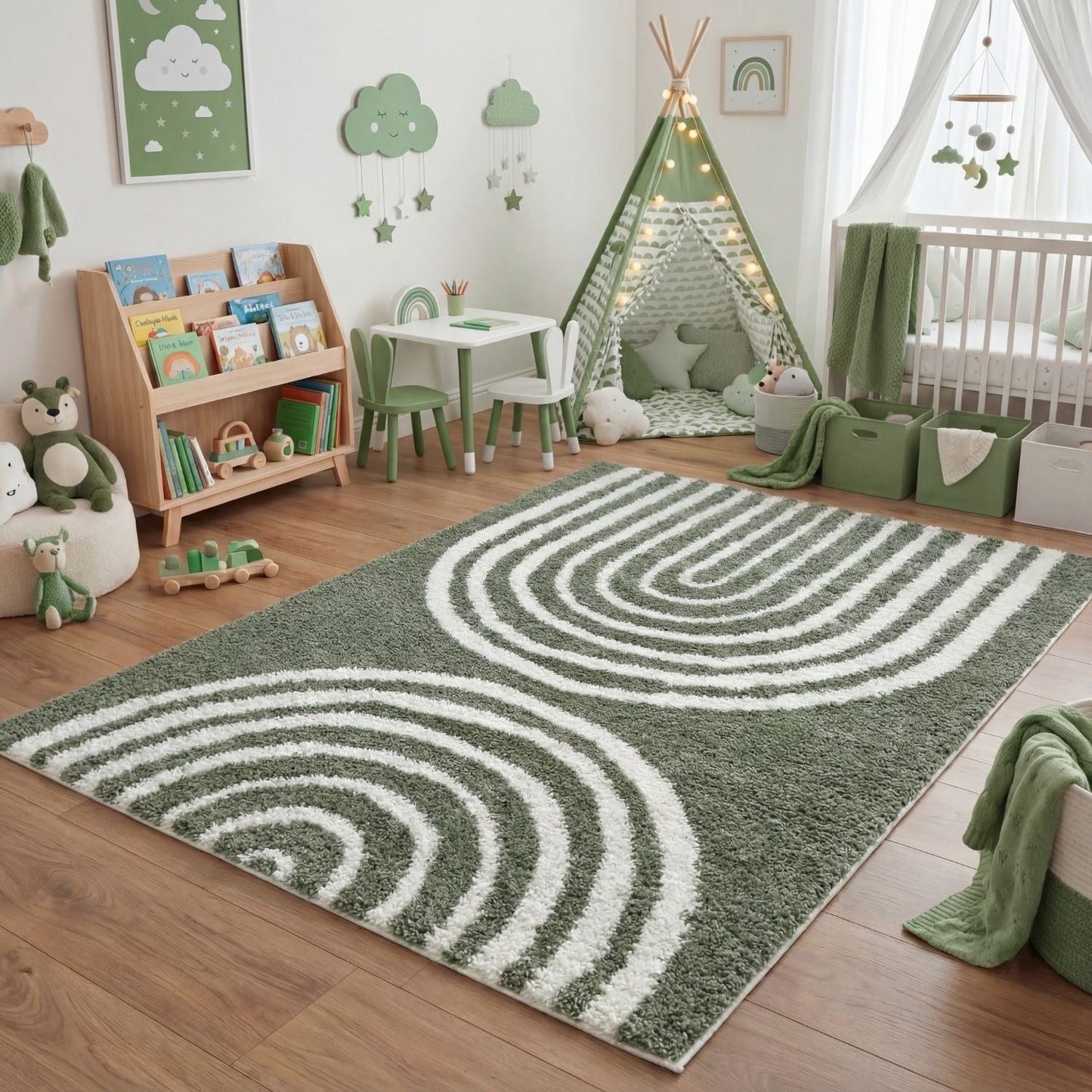 Moodi Shaggy Green Reverie Rug