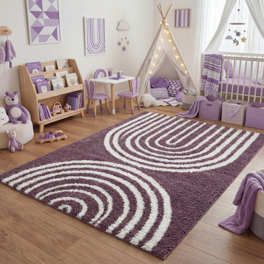 Moodi Shaggy Purple Velvetine Rug