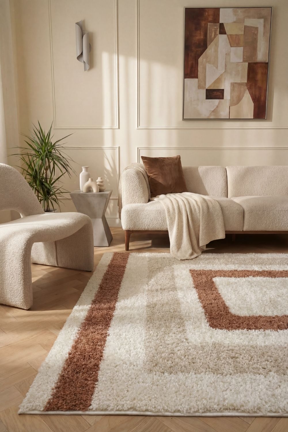 Moodi Shaggy Cream/Terra Slatefern Rug