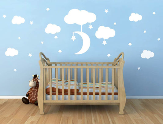 Clouds Moon and Stars Wall Stickers