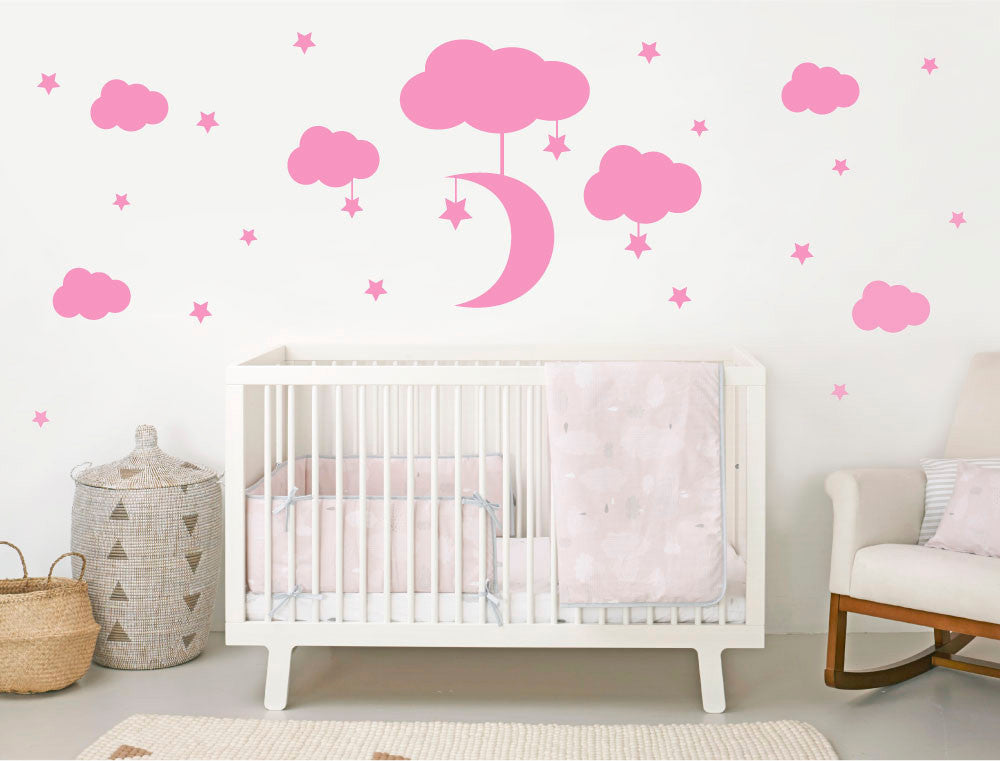 Clouds Moon and Stars Wall Stickers