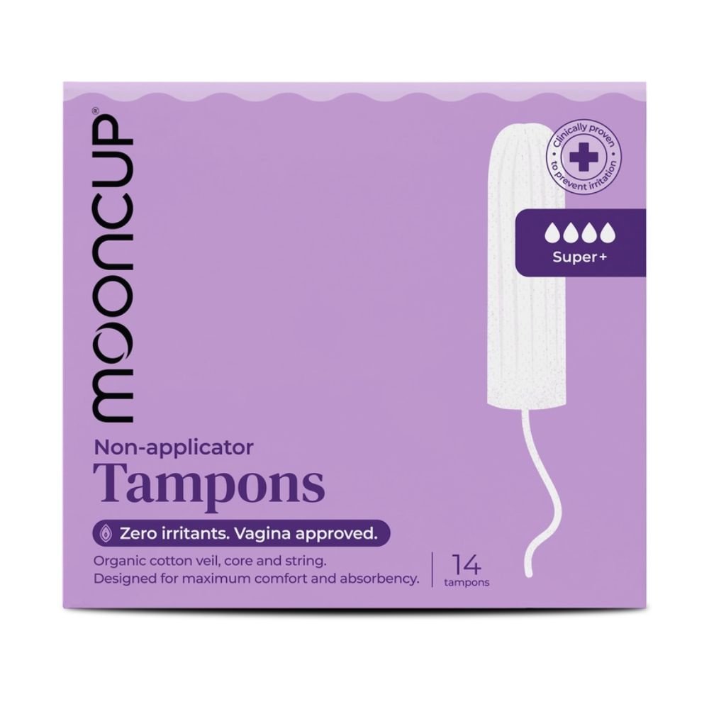 Mooncup Organic Cotton Non-Applicator Tampons Heavy Super+ – 14 Pack Plastic-Free
