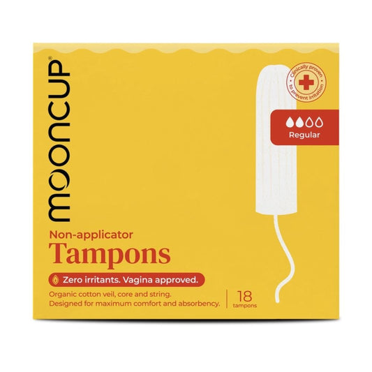 Mooncup Organic Cotton Non-Applicator Tampons Light Regular – 18 Pack Plastic-Free