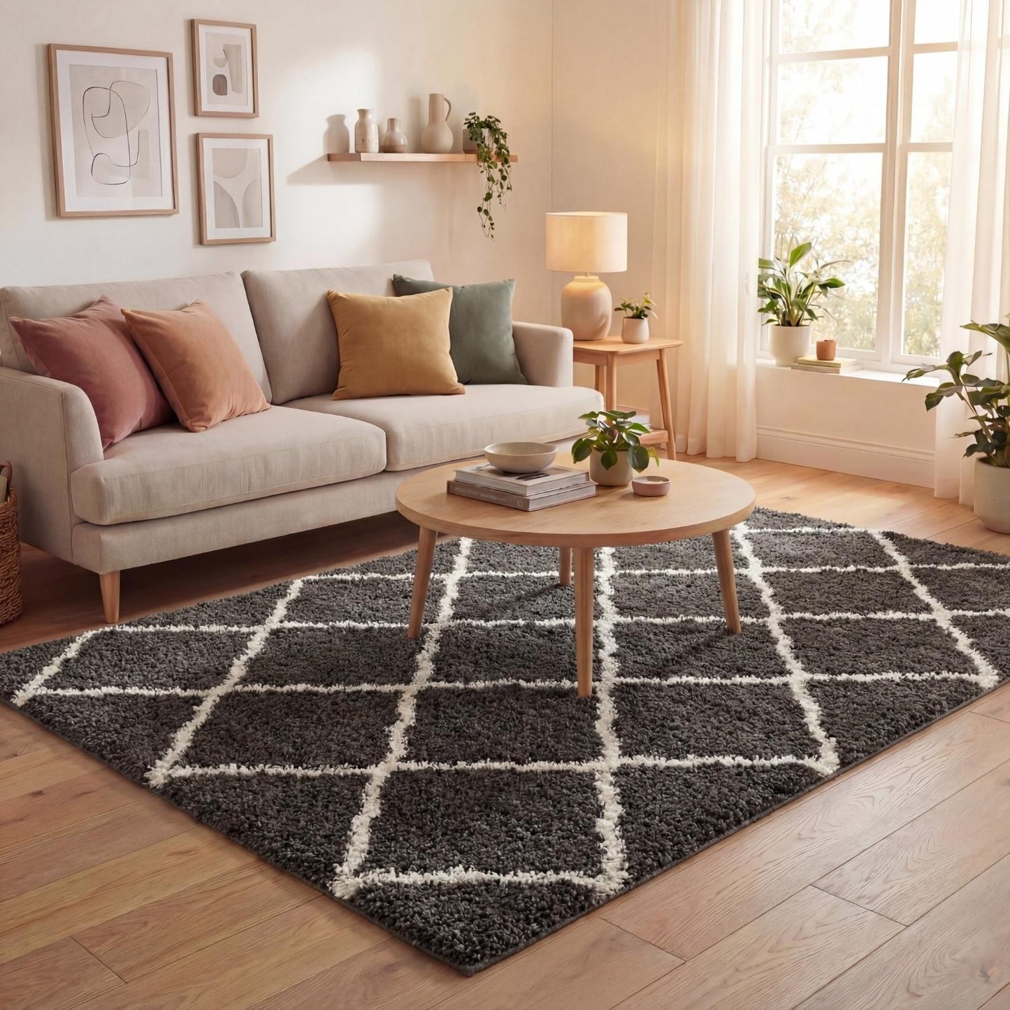 Moroccan Dark Grey Shaggy Rug | 740