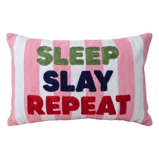 Sleep Slay Repeat Needlepoint Pillow