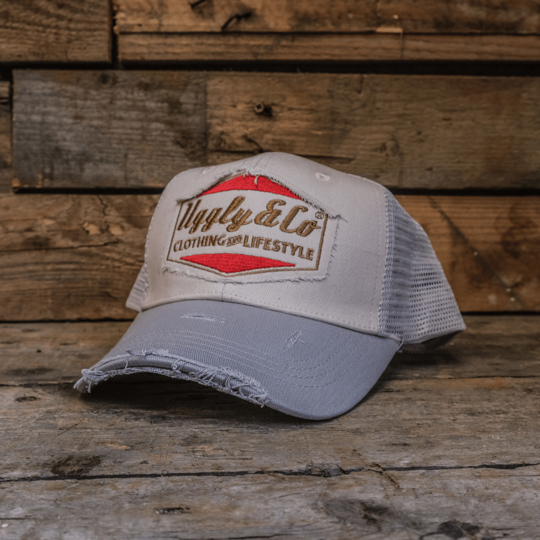 Silver & Grey Diamond Trucker Hat