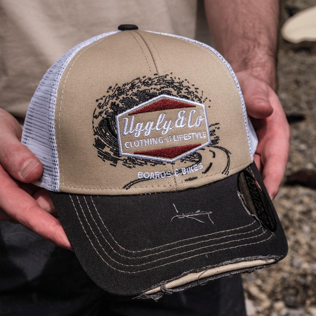 Beige Surf Diamond Trucker Hat