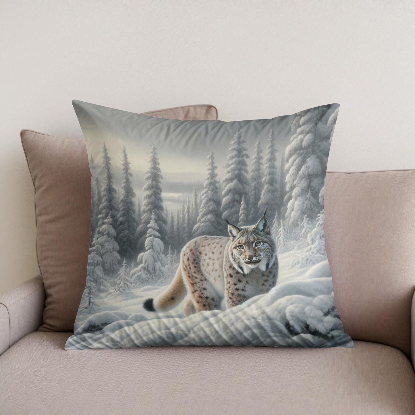 Winter Lynx Cotton Cushion