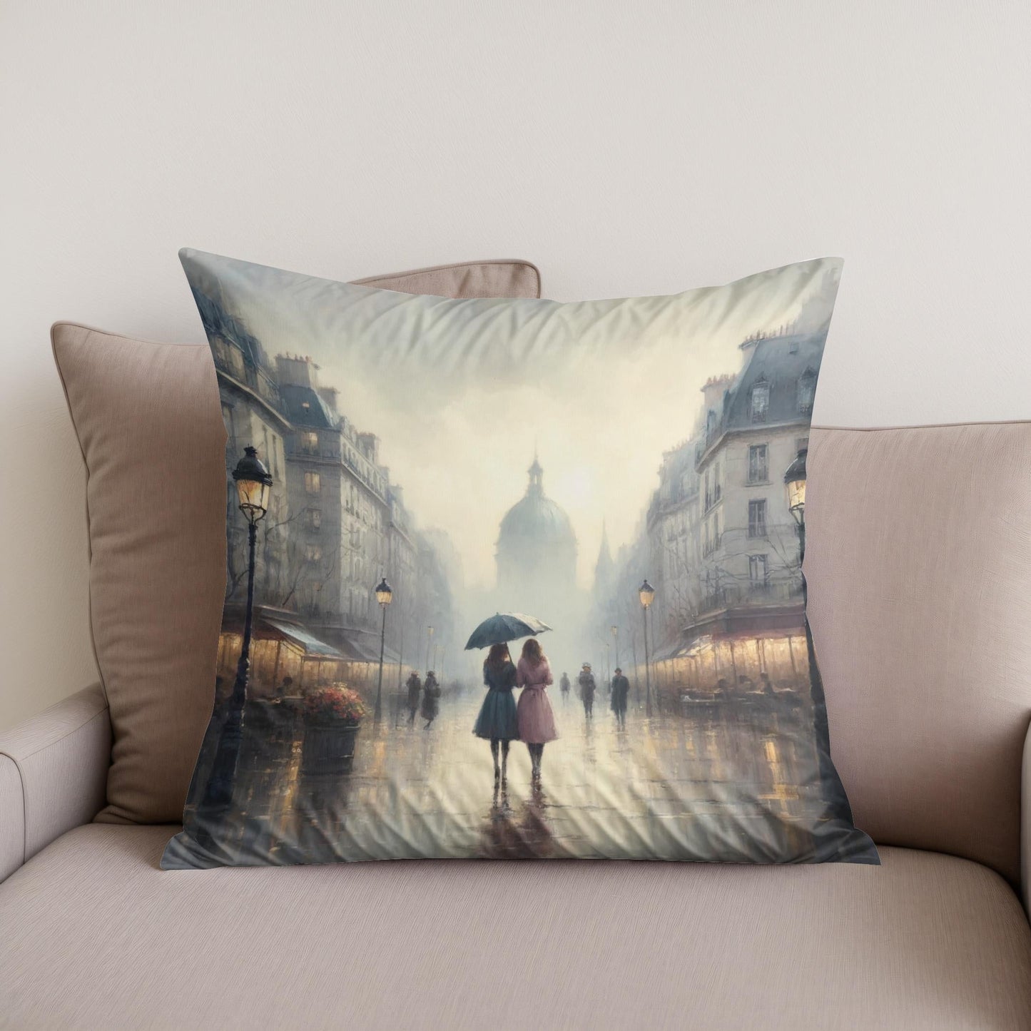 Parisian Spring Rain Cotton Cushion