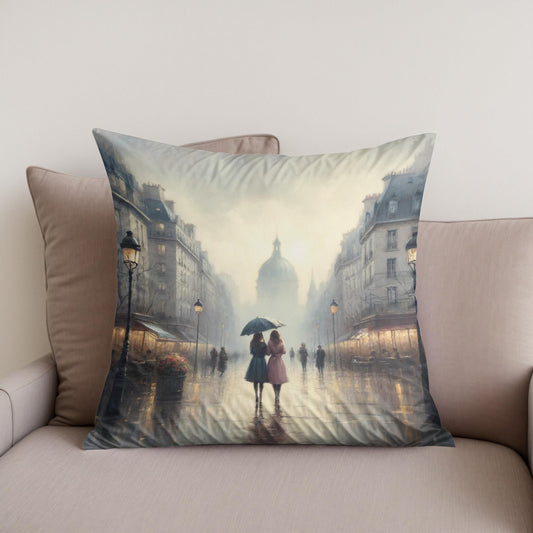 Parisian Spring Rain Cotton Cushion
