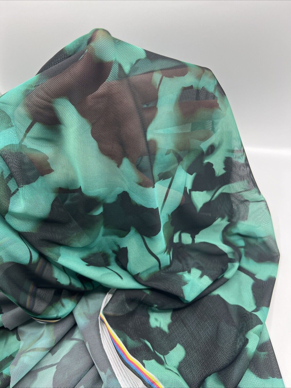 Multi Coloured Green Mesh Fabric Stretch