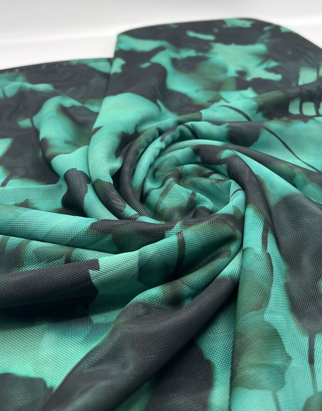 Multi Coloured Green Mesh Fabric Stretch