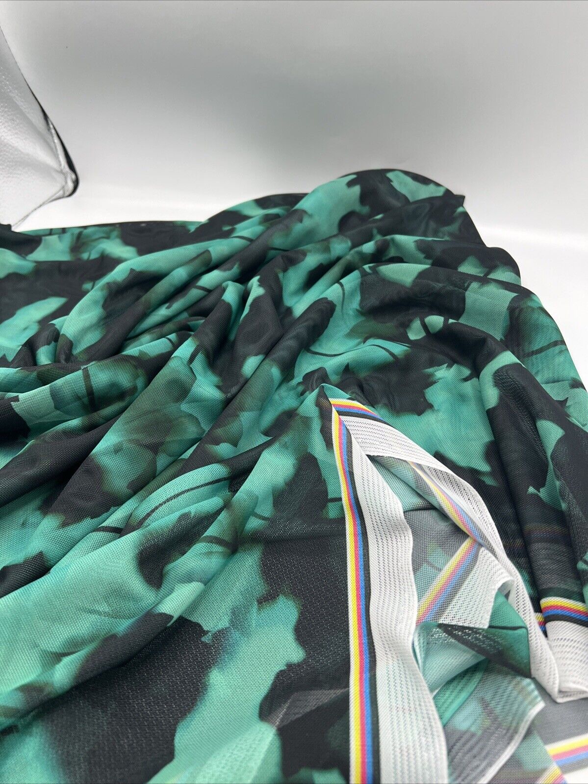 Multi Coloured Green Mesh Fabric Stretch